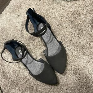 Dr. Scholl's Adjustify Ankle Strap Flats - Memory Foam - Black